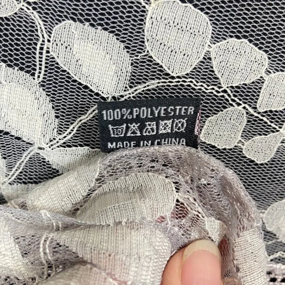 Pretty Persuasions Sheer Scarf Mesh Gray Dainty Feminine Wedding Elegant Grandma
